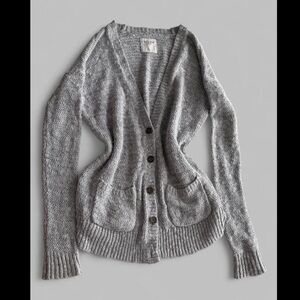 Abercrombie & Fitch Light Gray Button-Up V-Neck Cardigan